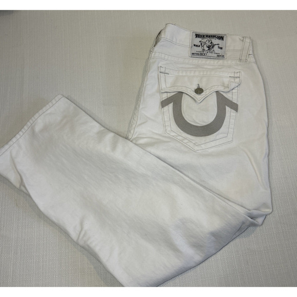 True Religion Jeans 42 Ricky Straight Leg White. Please See Measurements. - Picture 1 of 16